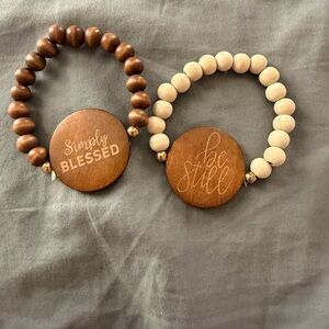 Wooden Beaded Bracelets with Inspirational Engravings